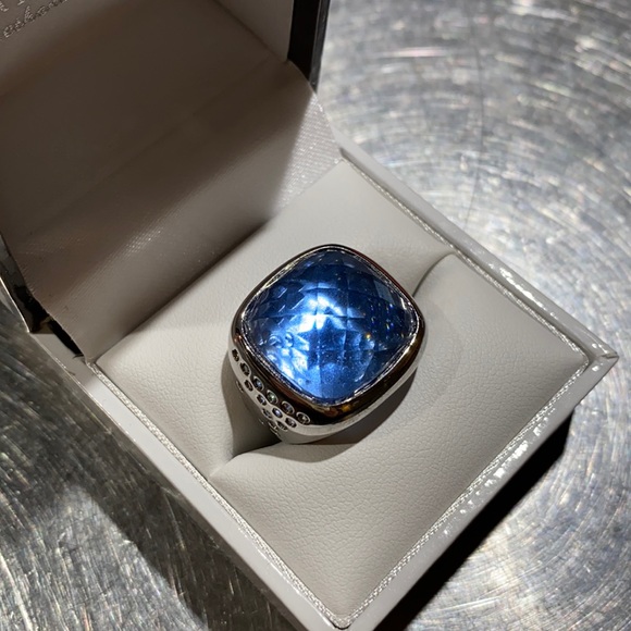 Ethan Stars sterling silver blue square ring - Picture 2 of 10